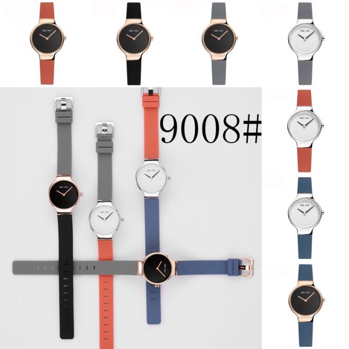Relógio do couro da caixa da liga do controle de qualidade das cores da forma 8 das mulheres do relógio de China da Wal-alegria de WJ-8425 China