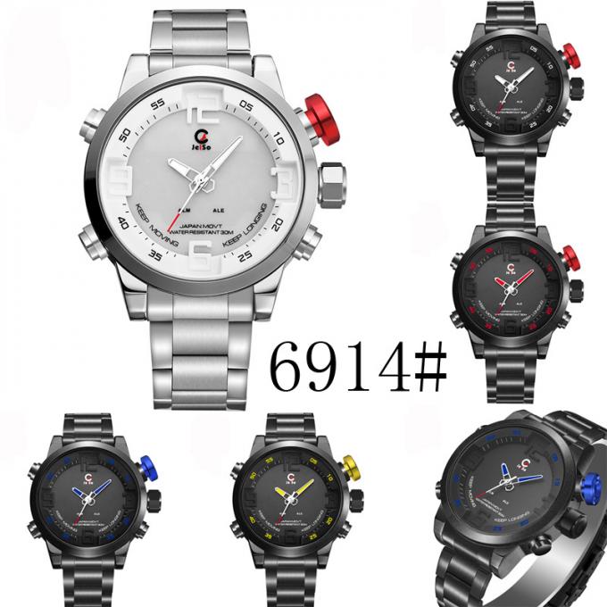 Relógios Watchwatches impermeável de aço inoxidável dos homens de Handwatches Japão Movt de quartzo do tipo da data de dia de WJ-6308 Naviforce