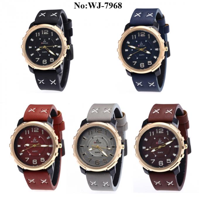 Relógio de pulso de couro de quartzo da faixa dos homens WJ-8076 baratos
